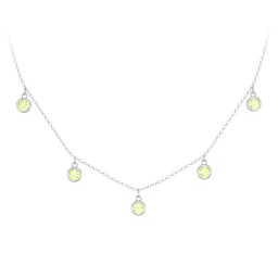 Bezel Set Birthstone Drop Necklace - 5 Stone in 925 Sterling Silver with Peridot