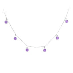 Bezel Set Birthstone Drop Necklace - 6 Stone