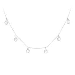Bezel Set Birthstone Drop Necklace - 6 Stone in 925 Sterling Silver with Diamond