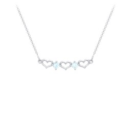 Heart To Heart Necklace with 2 Birthstones in 925 Sterling Silver