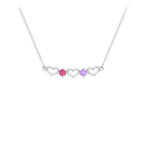 Heart To Heart Necklace with 2 Birthstones
