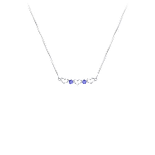 Heart To Heart Necklace with 2 Birthstones