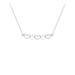 Heart To Heart Necklace with 2 Birthstones in 925 Sterling Silver with Cubic Zirconia