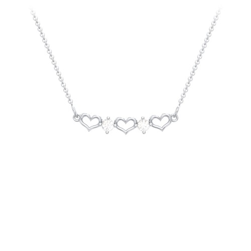 Heart To Heart Necklace with 2 Birthstones – Sterling Silver with Cubic Zirconia