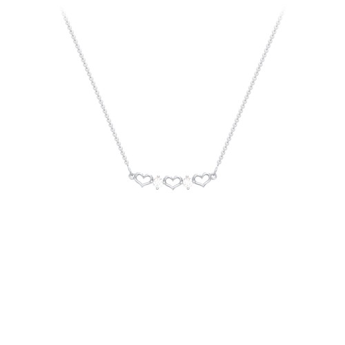 Heart To Heart Necklace with 2 Birthstones – Sterling Silver with Cubic Zirconia