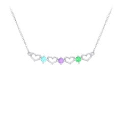 Heart To Heart Necklace with 3 Birthstones