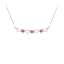 Heart To Heart Necklace with 3 Birthstones in 925 Sterling Silver
