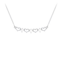 Heart To Heart Necklace with 3 Birthstones in 925 Sterling Silver with Cubic Zirconia