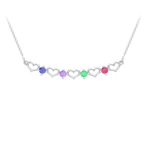 Heart To Heart Necklace with 4 Birthstones