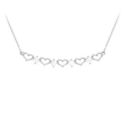 Heart To Heart Necklace with 4 Birthstones in 925 Sterling Silver with Diamond