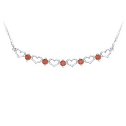Heart To Heart Necklace with 5 Birthstones in 925 Sterling Silver with Garnet