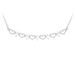 Heart To Heart Necklace with 5 Birthstones in 925 Sterling Silver with Diamond