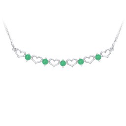 Heart To Heart Necklace with 5 Birthstones in 925 Sterling Silver with Emerald