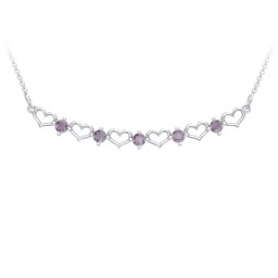 Heart To Heart Necklace with 5 Birthstones in 925 Sterling Silver with Alexandrite