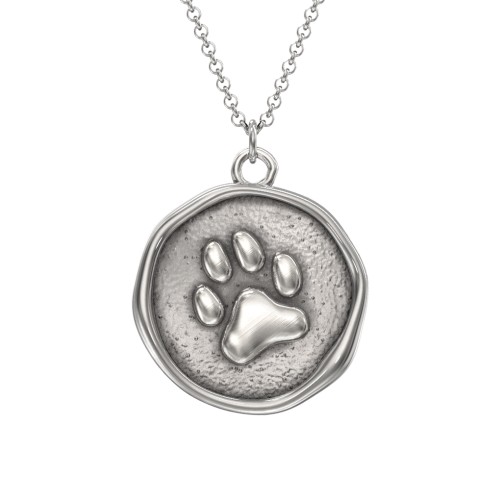 Engravable Paw Print Medallion Necklace – Sterling Silver