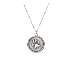 Engravable Paw Print Medallion Necklace – 10K Yellow Gold
