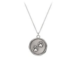 Engravable Paw Prints Medallion Necklace