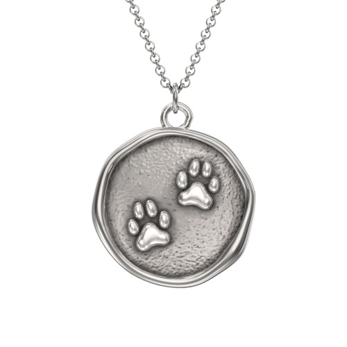 Engravable Paw Prints Medallion Necklace – Sterling Silver