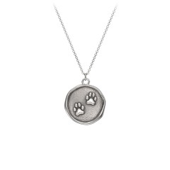 Engravable Paw Prints Medallion Necklace – 10K Yellow Gold