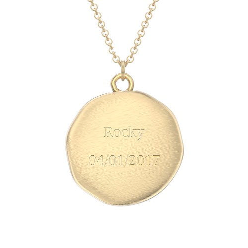 Engravable Paw Prints Medallion Necklace – 10K Yellow Gold
