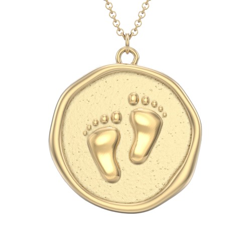 Engravable Baby Footprint Medallion Necklace – 10K Yellow Gold