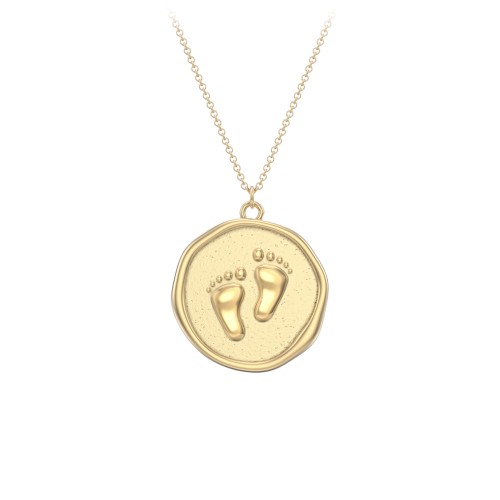 Engravable Baby Footprint Medallion Necklace – 10K Yellow Gold