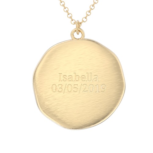 Engravable Baby Footprint Medallion Necklace with Birthstone – 10K Yellow Gold with Emerald