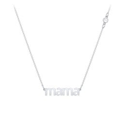 Mama Necklace In Modern Font with Satellite Birthstone