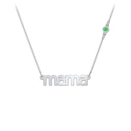 Mama Necklace In Modern Font with Satellite Birthstone