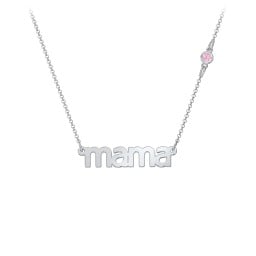 Mama Necklace In Modern Font with Satellite Birthstone