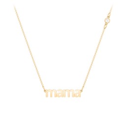 Mama Necklace In Modern Font with Satellite Birthstone in 18K Gold Plated Silver