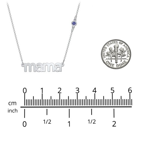 Mama Necklace In Modern Font with Satellite Birthstone – Sterling Silver with Pink Tourmaline