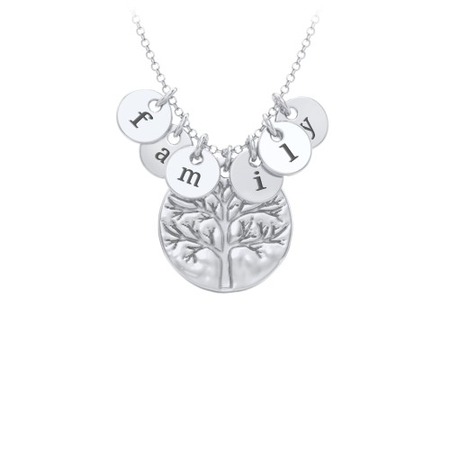 Family Tree Necklace with 6 Engravable Discs