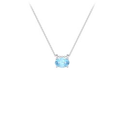 East-West Oval Necklace with Gemstone in 925 Sterling Silver
