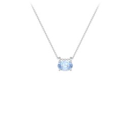 East-West Oval Necklace with Gemstone in 925 Sterling Silver with Aquamarine