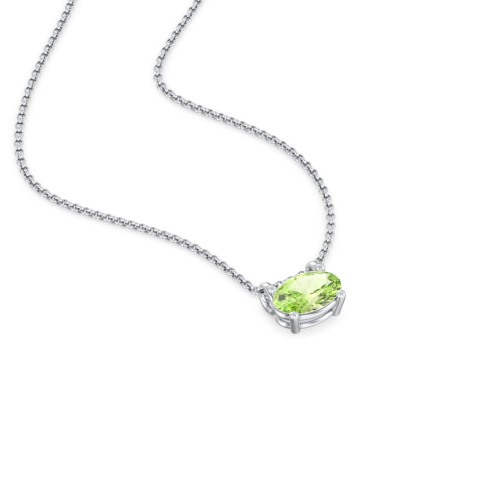 East-West Oval Necklace with Gemstone
