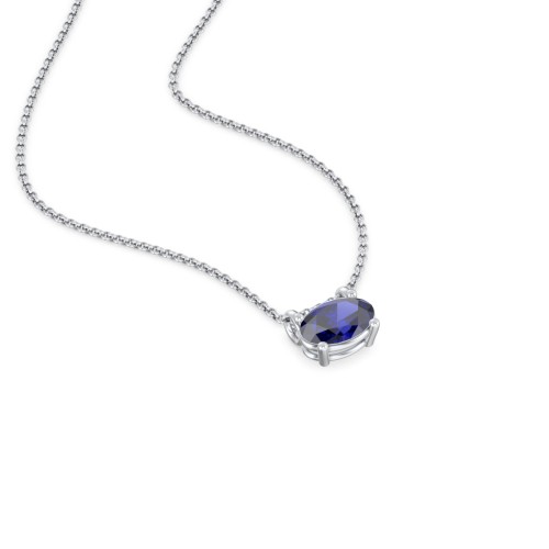 East-West Oval Necklace with Gemstone