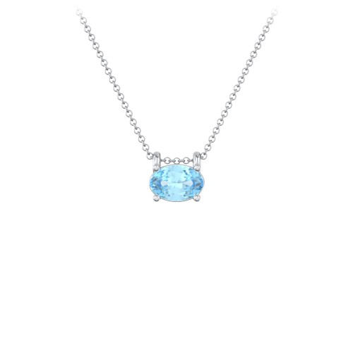East-West Oval Necklace with Gemstone