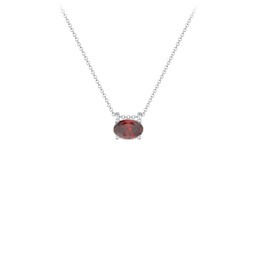 East-West Oval Necklace with Gemstone in 925 Sterling Silver with Garnet