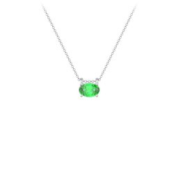 East-West Oval Necklace with Gemstone in 925 Sterling Silver with Emerald