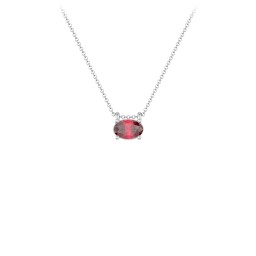 East-West Oval Necklace with Gemstone in 925 Sterling Silver with Ruby