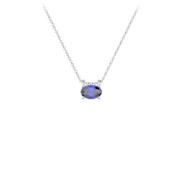East-West Oval Necklace with Gemstone in 925 Sterling Silver with Blue Sapphire