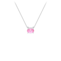 East-West Oval Necklace with Gemstone in 925 Sterling Silver with Pink Tourmaline