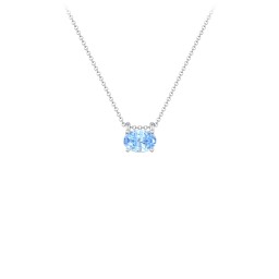 East-West Oval Necklace with Gemstone in 925 Sterling Silver with Blue Topaz