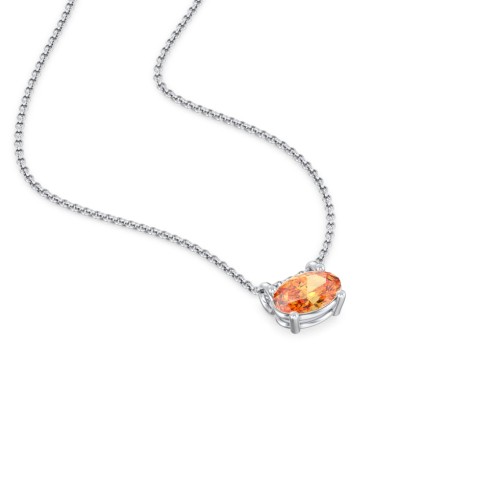 East-West Oval Necklace with Gemstone – Sterling Silver with Citrine