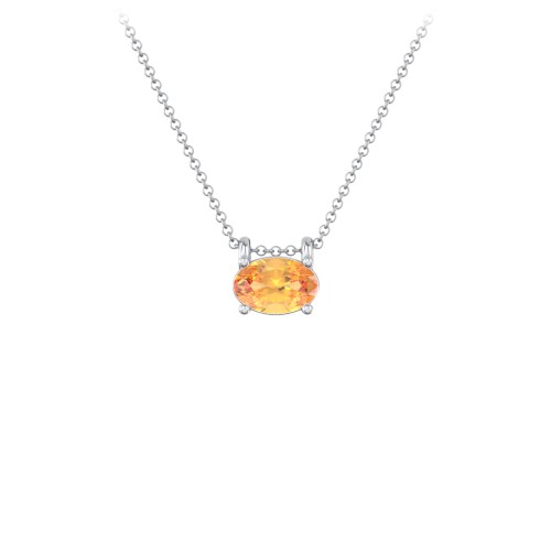 East-West Oval Necklace with Gemstone – Sterling Silver with Citrine