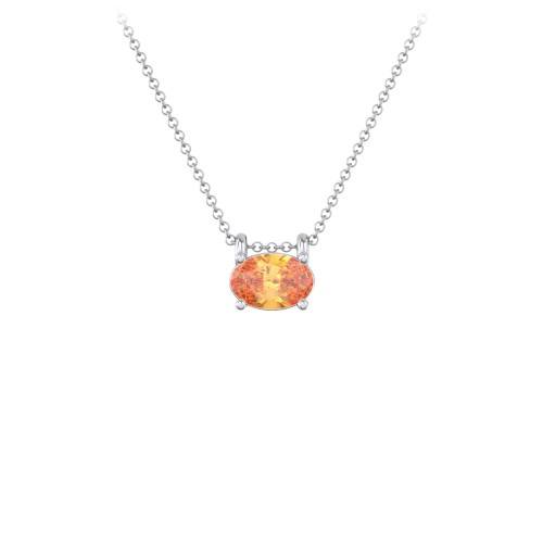 East-West Oval Necklace with Gemstone – Sterling Silver with Citrine