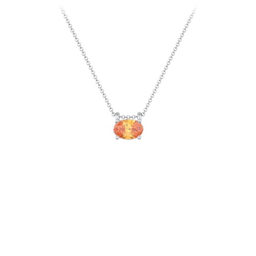 East-West Oval Necklace with Gemstone – Sterling Silver with Citrine