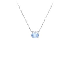 East-West Oval Necklace with Gemstone – 10K Yellow Gold with Aquamarine