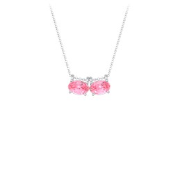 East-West Oval Necklace with 2 Gemstones in 925 Sterling Silver with Pink Tourmaline